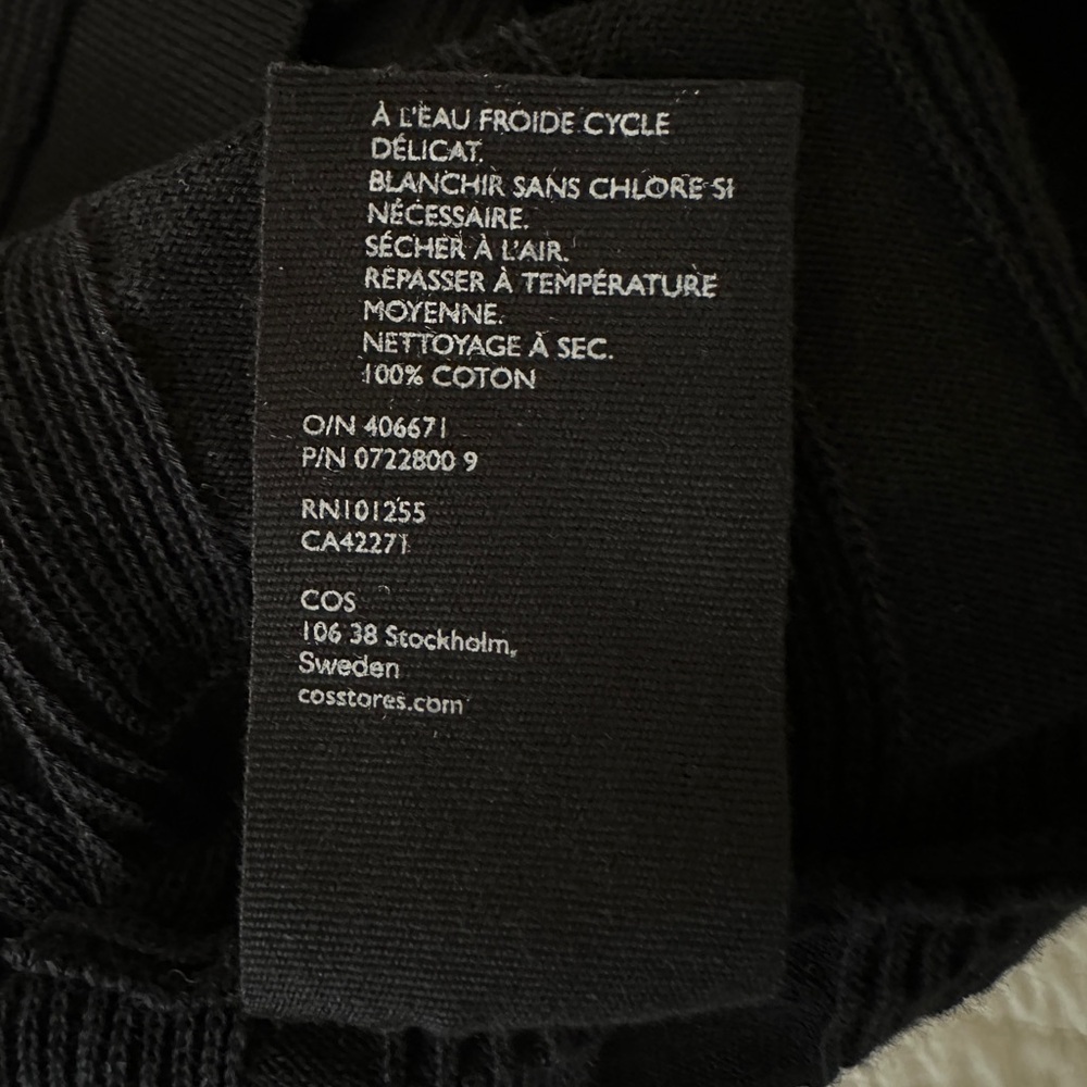 COS Black Irregular-Stitch Textured Knit Top Tee Cotton Women’s Small - Picture 10 of 13